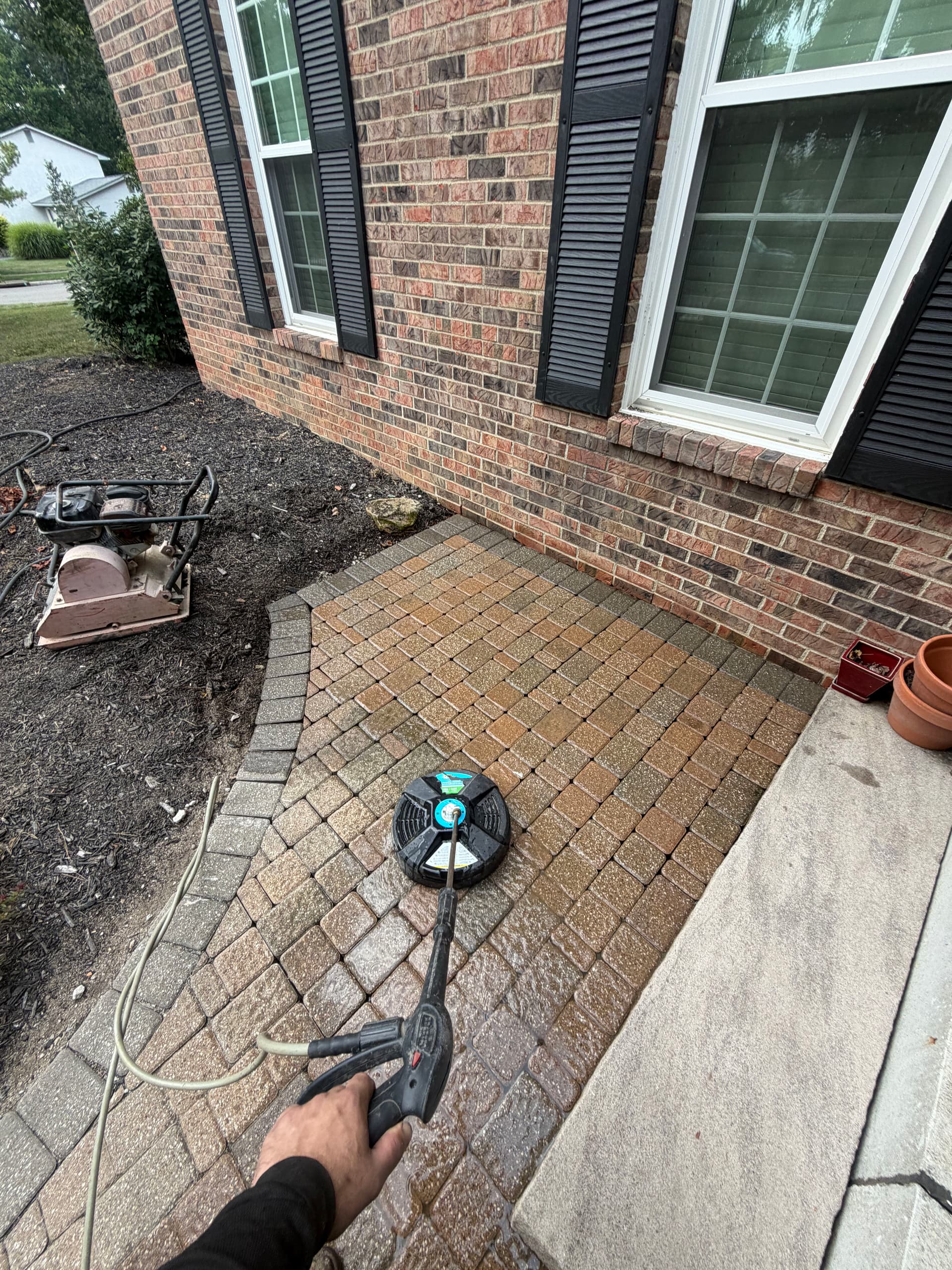 Gallery photos for Sunken Front Patio Repair and Paver Restoration in Gahanna: Image #1