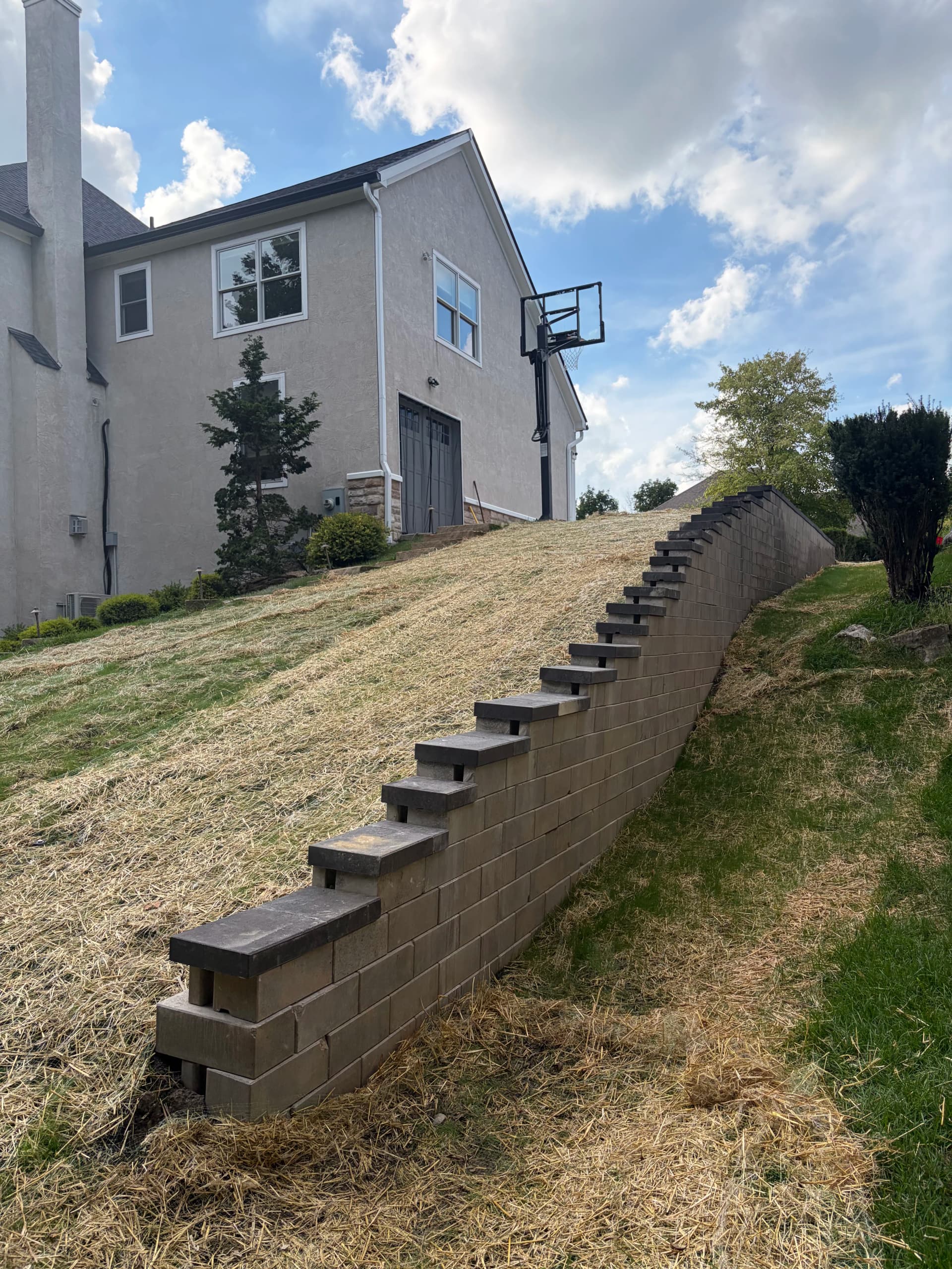 Gallery photos for Old Timber Retaining Wall Replaced with Block System in Dublin OH: Image #1