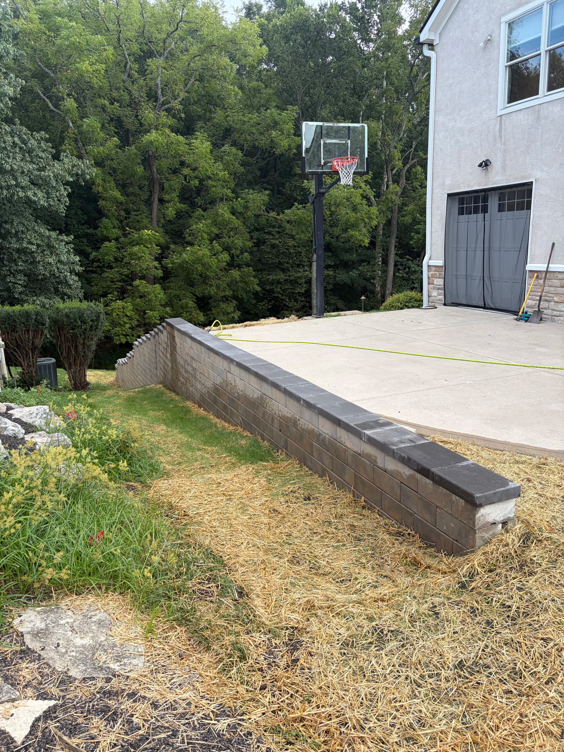 Old Timber Retaining Wall Replaced with Block System in Dublin OH image