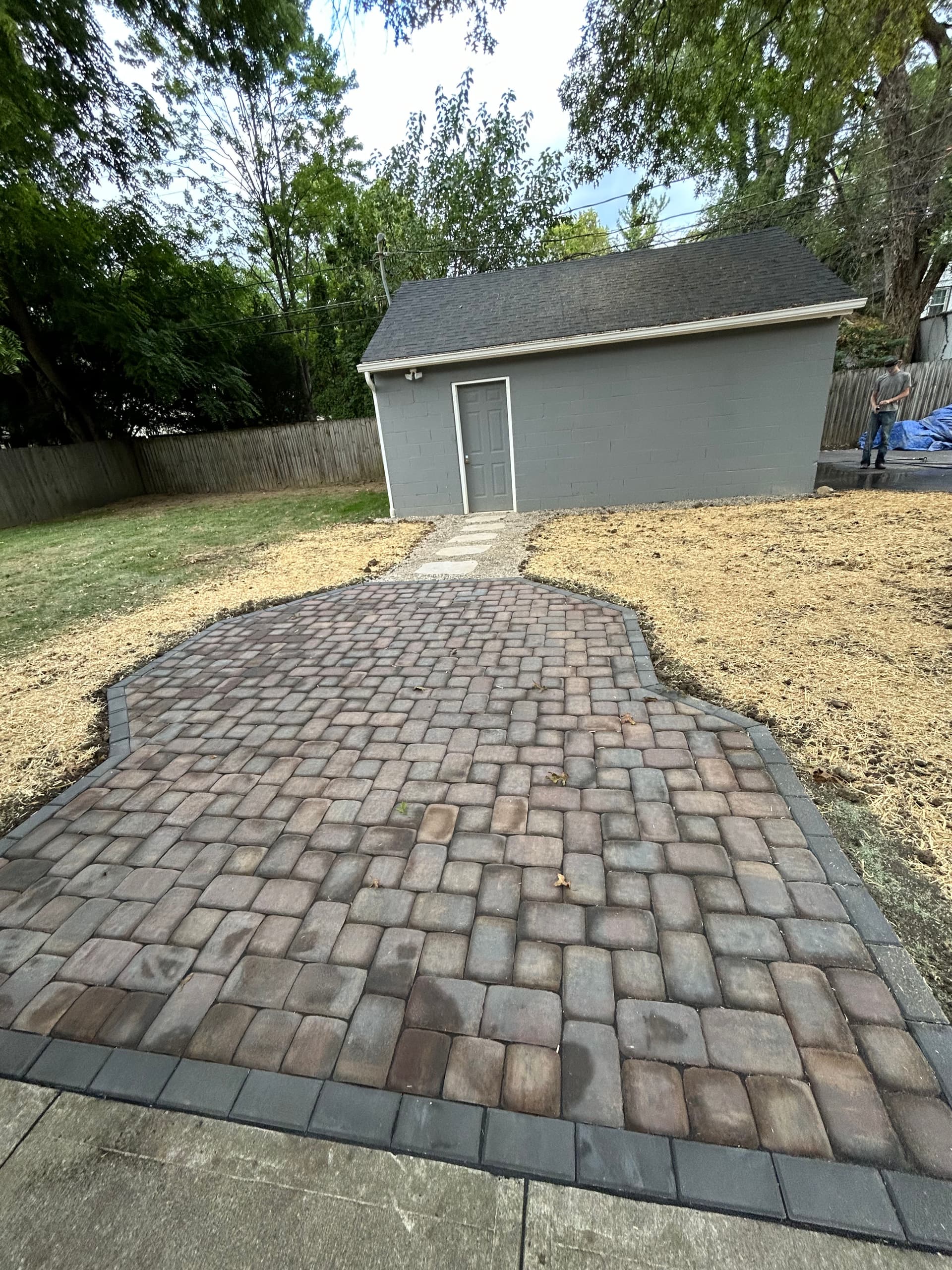 Backyard Paver Patio with Fire Pit Space Built in Bexley image