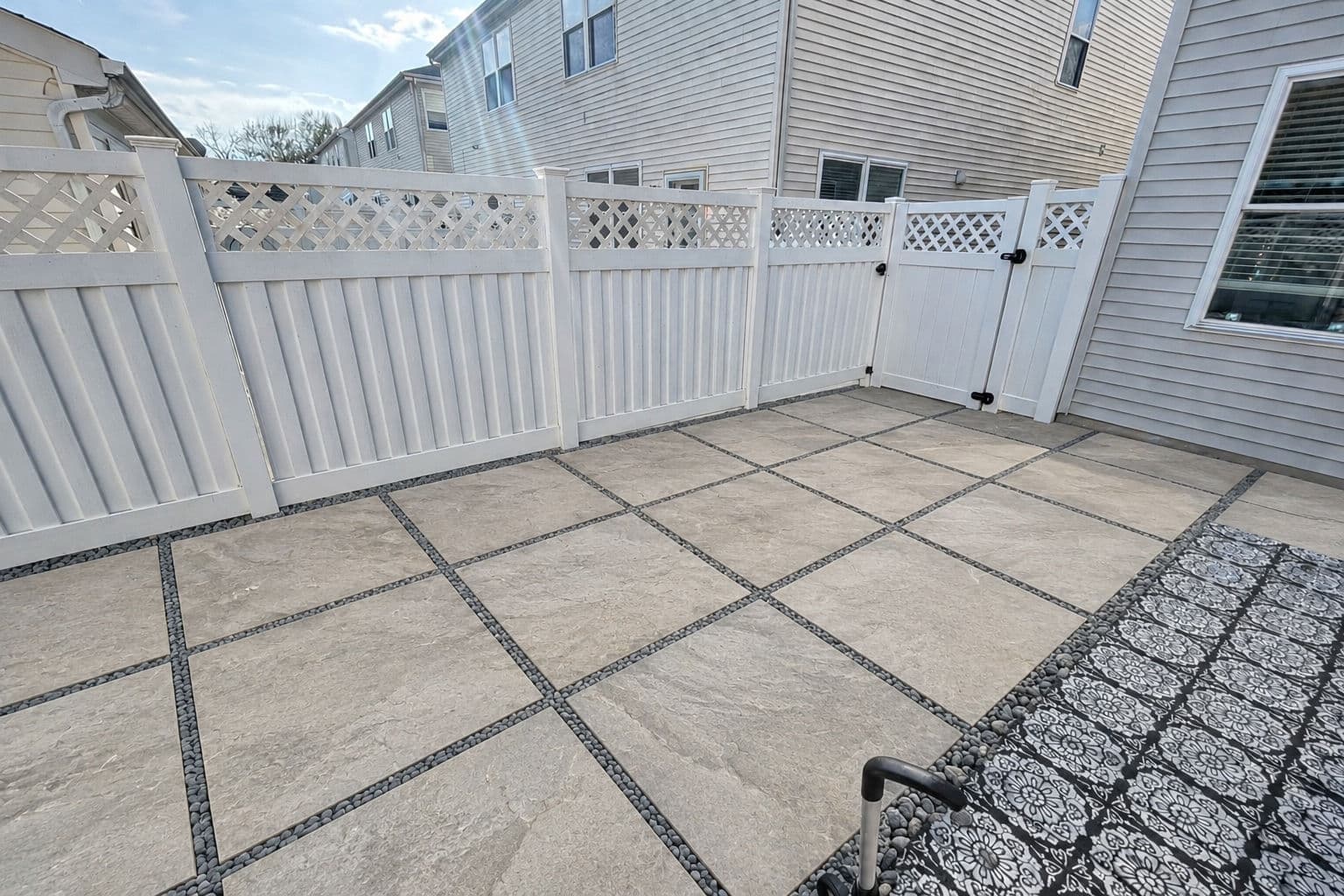 Gallery photos for Small Backyard Remodel with Pavers and Privacy Fencing: Image #1